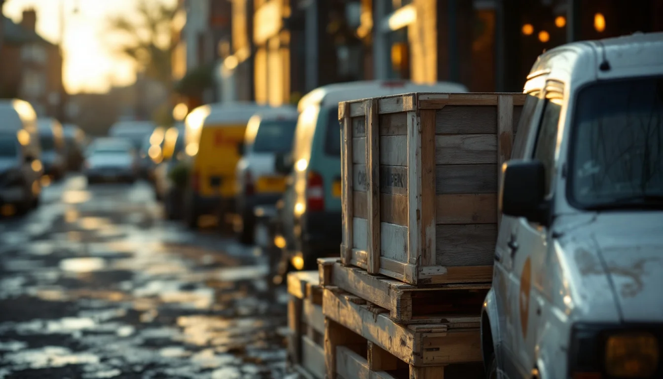 How To Choose A Courier For Business Deliveries — A row of different courier company vans parked outside a busy UK business premis How To Choose A Courier For Business Deliveries — A row of different courier company vans parked outside a busy UK business premis